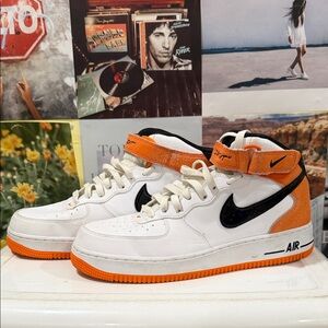 Nike High-Top Sneakers in White, Orange, and Black